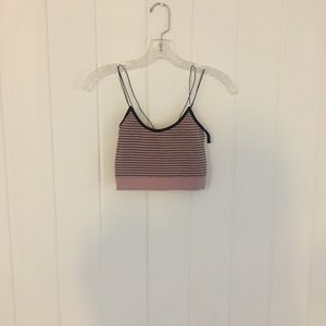 mauve and black stripped tank/brallete